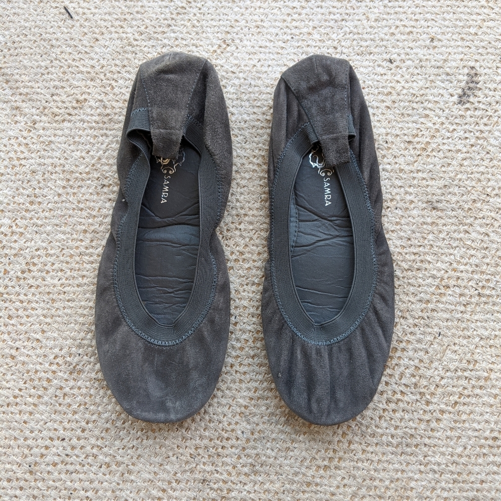 Yosi Samra Gray Ballet Flats